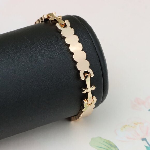 "Elegant Rose Gold Bracelet with Smooth Scalloped Link Design, XPBL0875 - Picture 11 of 13